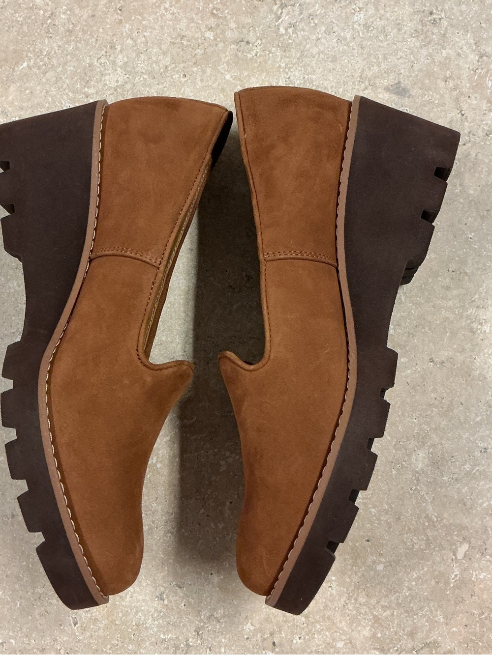 Vionic SZ 6.5 Suede Willa Wedge Toffee Round Toe Slip On Water Repellent Shoes - Picture 6 of 12